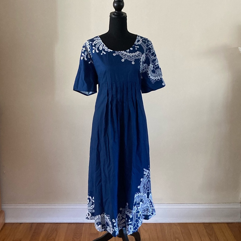 Blue and white lightweight silky dress in size XL